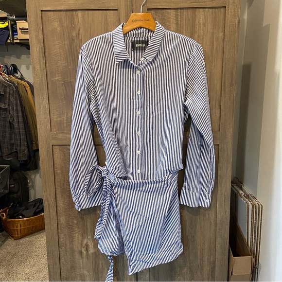 Reformation Medium Shirt Dress Wrap Skirt Button Down Striped - Picture 1 of 10